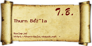 Thurn Béla névjegykártya