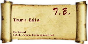 Thurn Béla névjegykártya